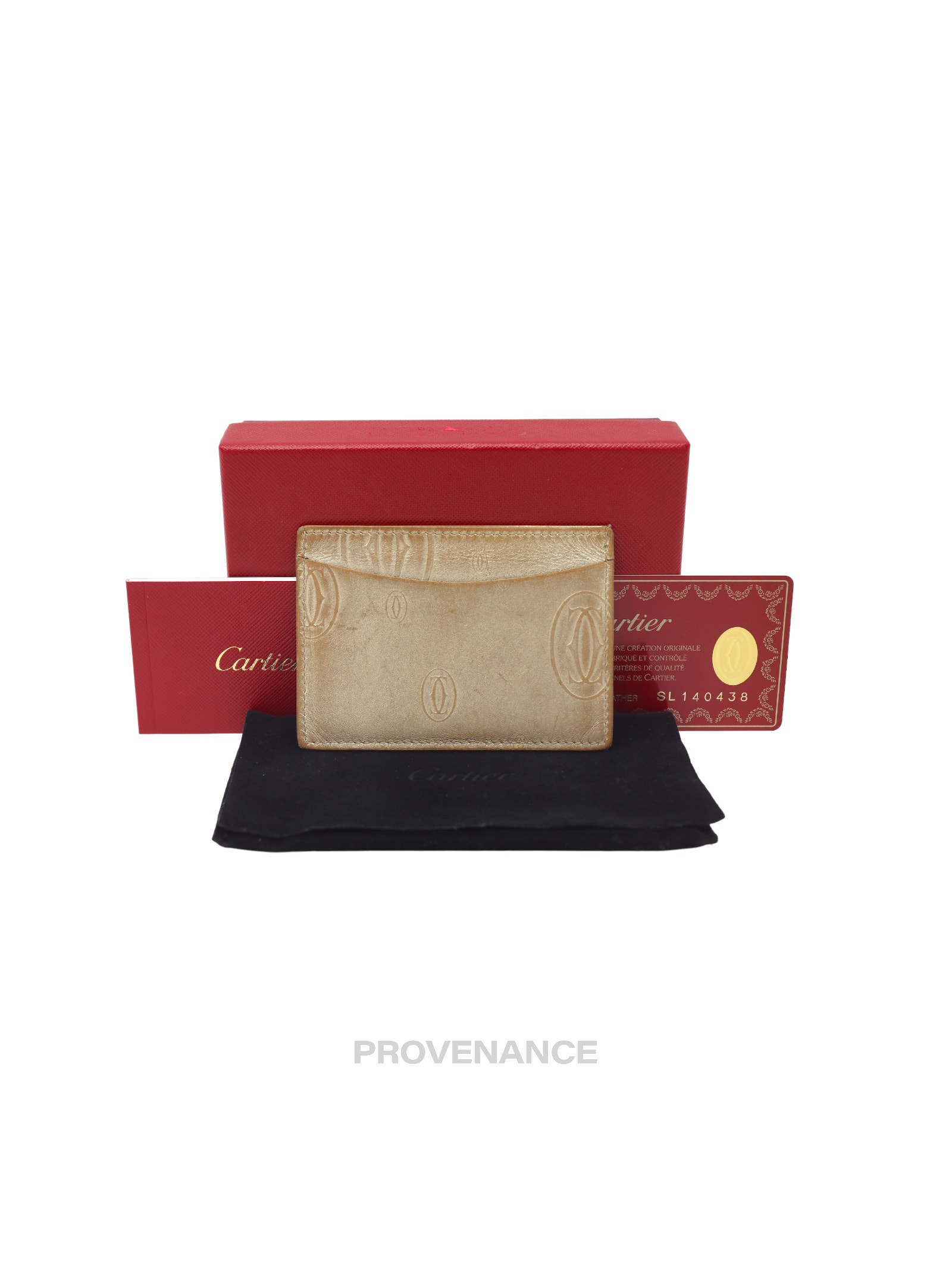 Cartier Card Holder Wallet  Champagne Gold Leather